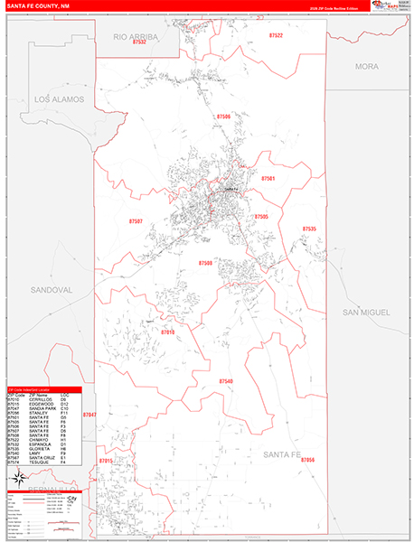 Santa Fe County, NM Zip Code Map